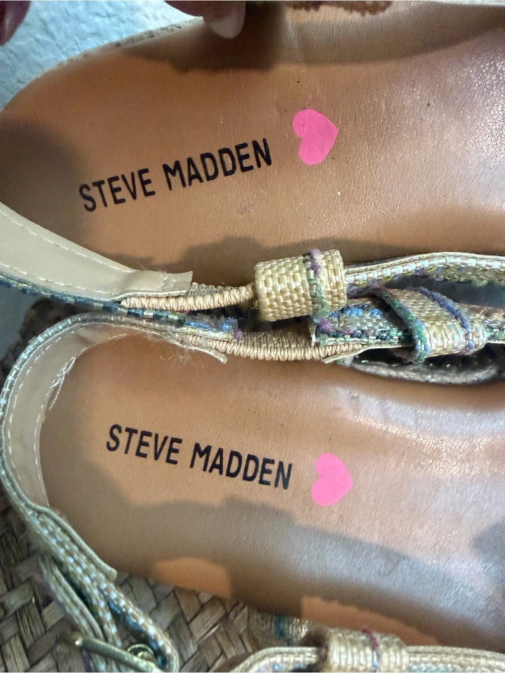 Steve Madden Girls' Multicolor Metallic Stripe Bow Sandals - Gold/Tan